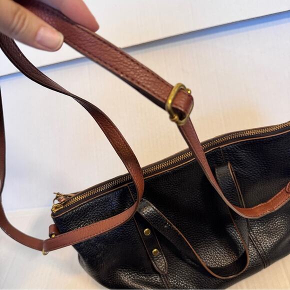 Fossil Black Brown Leather Hobo Shoulder Bag Handbag Purse Vintage Classic - Picture 7 of 11